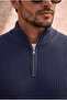 Nolan Oversize Thessaloniki Knit Half-Zip Men's Knitwear Sweater - Indigo - 2
