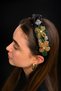 Bym8006 Handcrafted Floral Black Women's Hair Crown Henna Engagement Evening Dress Hair Accessory