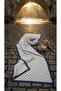 Ecru Navy Blue Polka Dot Women's Shawl Spotted Minimal Pattern Daily Shawl - 8