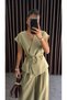 Women's Tie-Up Vest Suit Khaki - 5