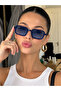Women's Sunglasses Rectangular Design Ultra Durable Blue Metal Frame Blue Glass - 2