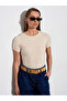 32637 Crew Neck T-Shirt-Beige Melange - 3