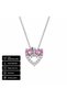 Pink Stone Heart Bowknot Pendant 316L Steel Women's Gift Necklace