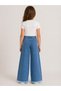 26904-26 Girls' Denim Pants Wide Leg Stone Detailed Tasseled Leg Casual Comfortable Jeans - 8
