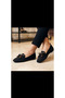 Black Blunt Toe Women's Knitwear Ballerina 386-K4004 - 2