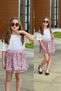 My Little Girl's Sequined Balloon Skirt Girl's Suit - Pink