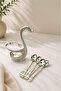 Spoon Holder Set of 6 Metal Spoon Stand Decorative Teaspoon Set with Swan Design 12 cm Spoon 15 cm Stand - 2
