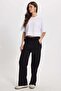 Women's Relax Fit Comfortable Cut Cotton Elastic Wide Leg Lycra Black Sweatpants - 3