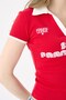 Crep Women's San Francisco 09 Printed Polo Collar Cotton Ribbed Short Sleeve Crop T-Shirt Slim Fit 100% Pam - 7