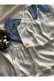 Women's White Satin Nightgown Suit with Shorts - 2
