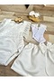 Baby Girl White Lace Detailed Salopet Skirt Socks Buckle Set - 2