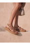 Women's Genuine Leather Sandals Tan Brick Color Comfortable Soft Sole Daily Summer Slippers - 2