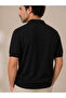 Half Zipper Premium Black Polo Collar Knitwear T-Shirt - Cotton & Tencel - 5
