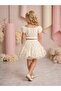 Embossed Flowered Tutu Skirt and Cropped Top Girls' Set - 2