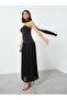Black Pleated Bandeau Maxi Evening Dress - 3