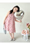 Girls Solid Sleeveless Floral 3D Detail Dress - 4