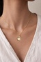 Women's Gold Color Steel Sea Shell Mussel Necklace with Pearlescent Silvery Look and Zircon Stone - 3