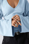 Women's V-Neck Long-Sleeve Waist-Fitted Blouse - 5
