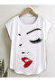 White Graphic Print Round Neck Short Sleeve T-Shirt - 3