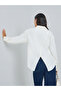 Off White Solid Asymmetric Split Back Oversized Shirt