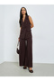Brown Sleeveless Linen Look Waistcoat - 3