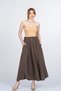 Women's Summer Coffee Color Pure Lady Elastic Waist Long Skirt Stylish Daily Comfortable 6782 - 2