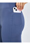 Navy Blue Broad Waist Side Pocket Leggings - 3