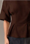 Women's Oversize Basic T-Shirt with Pleated Detail, Comfortable Cut, Casual Stylish Combination - 4