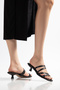 Comfortable and Stylish Women's Heeled Slippers with Short Heel and Tape Detail - 4