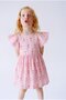 Girl's Cotton Pink Floral Patterned Lace Sleeve Dress