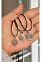 3-Piece Spiral Star Detailed Leather Cord Necklace Set - Spiral Vortex Star Necklace Set - 2