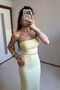 Yellow Strapless Window Paneled Midi Dress - 8