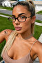 Women's Leopard Pattern Gozluk Gold Detail Dikdortgen Cerceve Sik Modern Uv400 Imaj Trend - 2