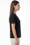 Women's Vision V-Neck Premium Quality Dense Textured Cotton T-Shirt Black W102-R0220-09 - 2