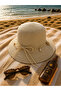 Women's Straw Beach Hat with Shell Detail - 2