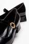 Women's Flat-Toe Piping Heeled Shoes; Black Yanki̇ - 3