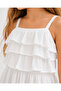 Girl's Top and Bottom Set Ecru Blouse Blue Striped Shorts - 5