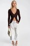 Women's Brown Lace Detailed Buttoned Ribbed Relaxed Cut Blouse - 3
