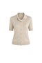 Women's Brown Polo Collar Lace Detailed Buttoned Short Sleeve Knitwear Blouse - 3