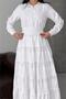 Women's White Buttoned Atlas Fabric Lace Detailed Design Dress Nbms2626 - 3