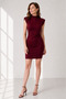 Women's Burgundy Crepe Fabric High Collar Detailed Padded Mini Evening Dress 77159 - 8
