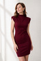 Burgundy Crepe Fabric High Neck Padded Mini Dress Stylish Casual and Office Dress 77159 - 7