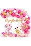 Pink Rabbit Birthday Set for 2 Years Old – Gold Balloon Chain Happy Birthday Banner Party Concept