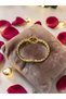 Gold Color Quarter and Half Gold Compatible Zircon Stone Cuff Bracelet - 6
