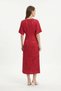 Red V-Neck Belted Front Slit Midi Dress 251670 - 3