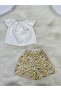 Baby Girl 2-Piece Set Crispy Floral Patterned Shorts & White Madonna Collar Blouse Set - 2