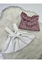 Girl's 2-Piece Set with Adjustable Straps, White Color Salopet & Madonna Collar Blouse Set - 5