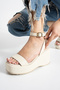 Tibu Thin Strap Wedge Heeled Stylish Casual Comfortable Leather Sandals - 3