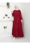 Women's Ayrobin Stylish and Comfortable Cut Fabric Full Length Burgundy Hijab Dress - 4