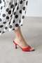 Franco Women's Heeled Leather Sandals Red